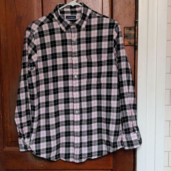 2 for $20 Club Room Black, White + Red Plaid Cotton Flannel Shirt Sz M - Picture 2 of 8